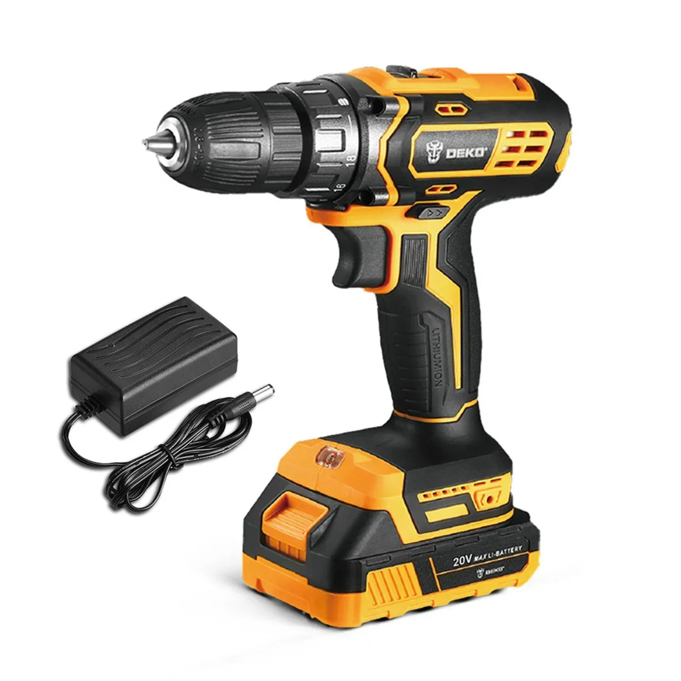 Parafusadeira Furadeira 3/8 Pol. 20V com Bateria e Carregador Bivolt DEKO-DKCD20XL01-H5
