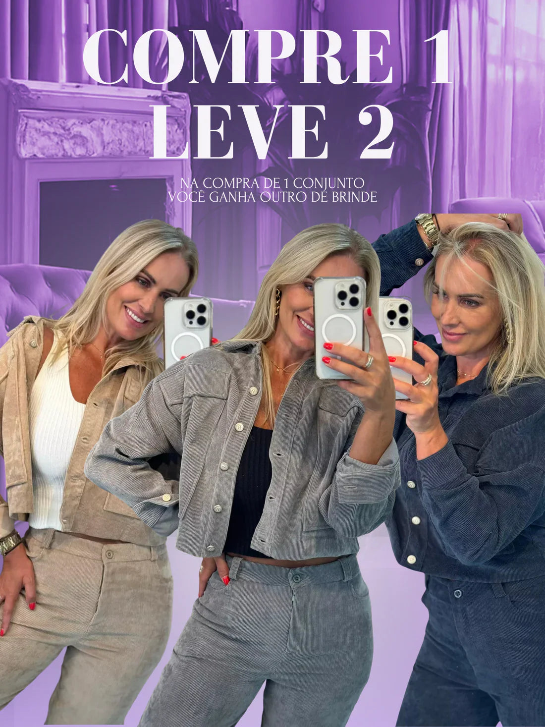 Conjunto de Veludo Cotelê (Compre 1 e Leve 2)