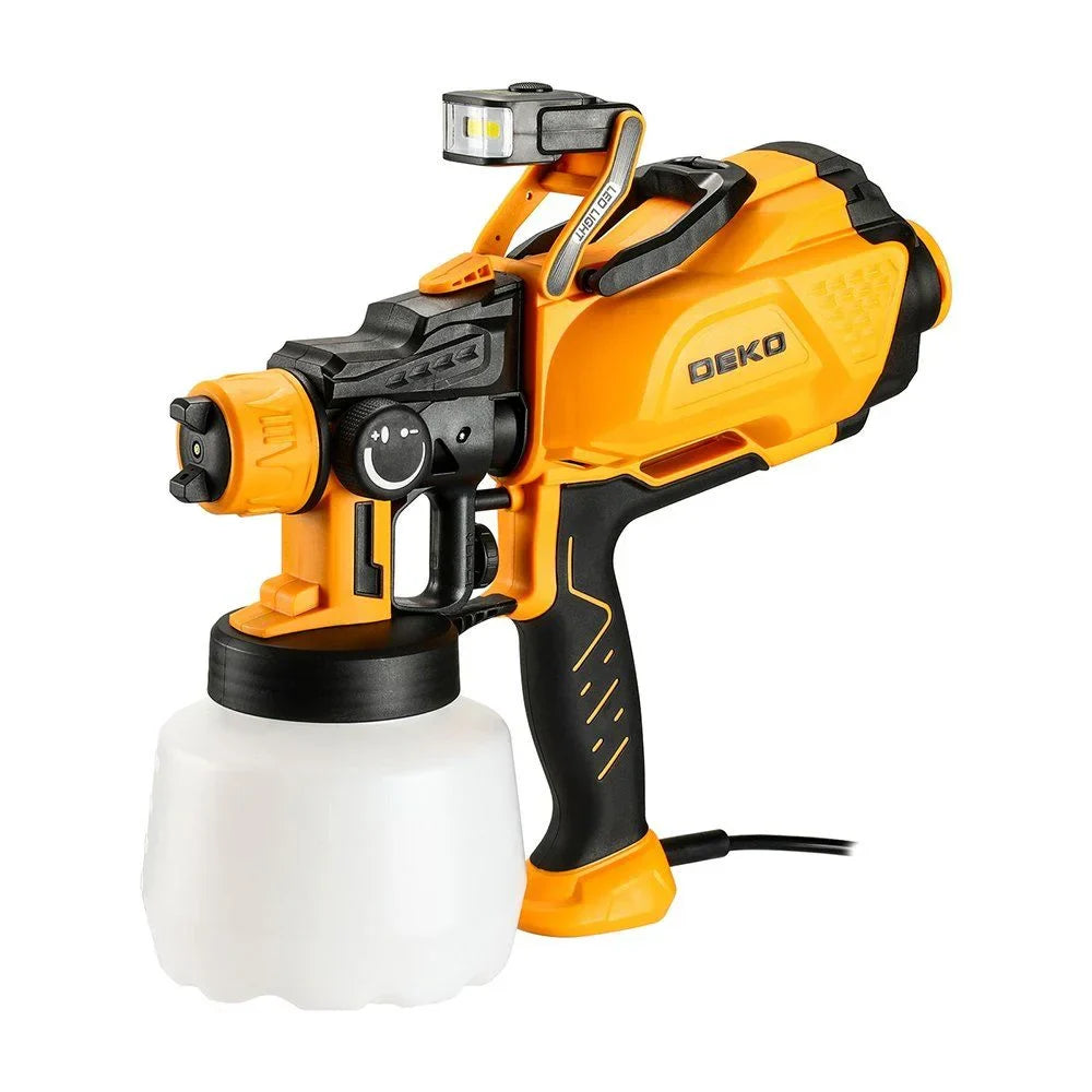 Pistola de Pintura Pulverizadora HVLP Elétrica 600W 1200ml Luz de LED com 3 Bicos e Acessórios DEKO-DKSG60K1