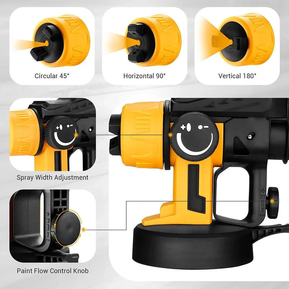 Pistola de Pintura Pulverizadora HVLP Elétrica 600W 1200ml Luz de LED com 3 Bicos e Acessórios DEKO-DKSG60K1
