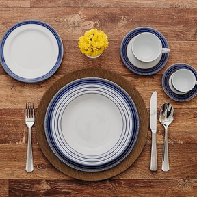 Jogo Aparelho de Jantar  Azul Royale Chá e Café - SERVE ATÉ 6 PESSOAS [ + BRINDE - KIT 6 TAÇAS ]