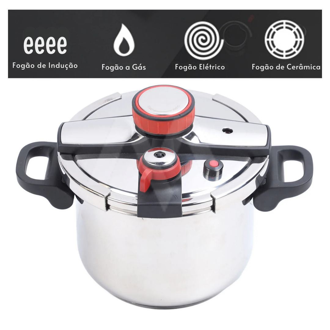 [Leve 2 Pague 1] Panela de Pressão TurboChef Aço Inoxidável - À Prova De Explosões + BRINDE: Kit Utensílios