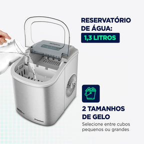 Máquina de Gelo Turbo Ice Premium MG-12-GI Inox - 1 Ano de Garantia