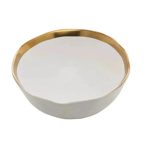 Jogo Aparelho de Jantar Porcelana Branco/Dourado Dubai - SERVE ATÉ 6 PESSOAS [ + BRINDE - KIT 6 TAÇAS ]