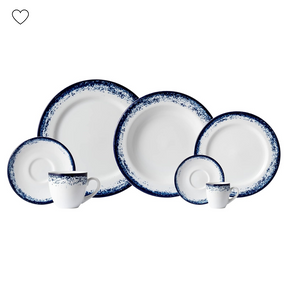 Jogo Aparelho de Jantar Decoração Névoa - SERVE ATÉ 6 PESSOAS [ BRINDE - KIT 6 TAÇAS ]