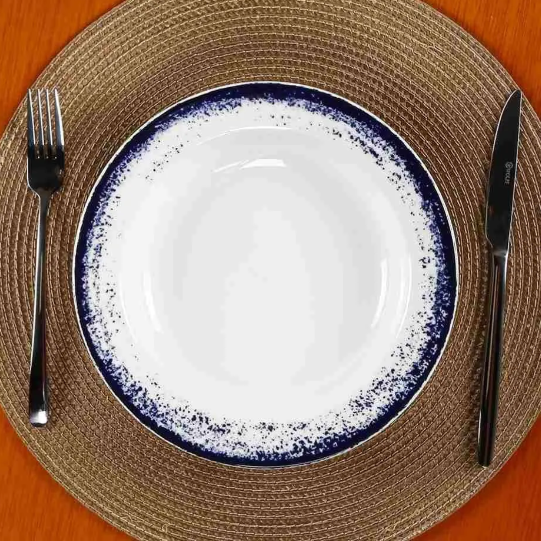 Jogo Aparelho de Jantar Decoração Névoa - SERVE ATÉ 6 PESSOAS [ BRINDE - KIT 6 TAÇAS ]