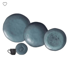 Jogo Aparelho de Jantar Stoneware Orgânico Petroleum/Night Sky - SERVE ATÉ 6 PESSOAS [+ BRINDE - KIT 6 TAÇAS]