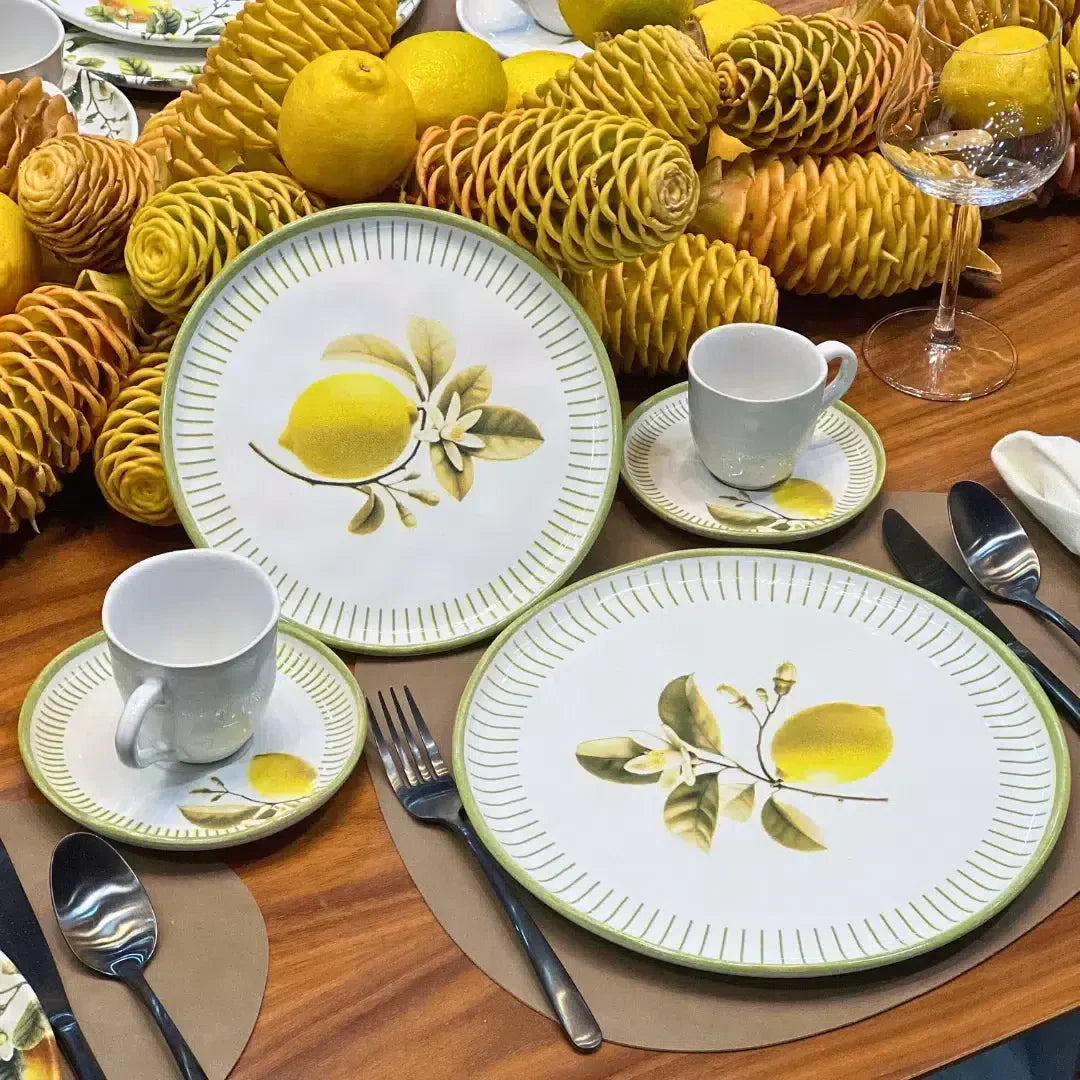 Jogo Aparelho de Jantar Natur Flores - SERVE ATÉ 6 PESSOAS [+ BRINDE - KIT 6 TAÇAS]