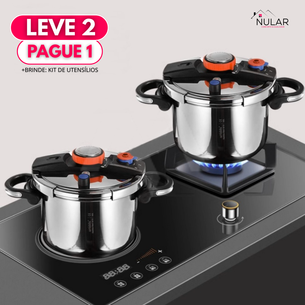 [Leve 2 Pague 1] Panela de Pressão TurboChef Aço Inoxidável - À Prova De Explosões + BRINDE: Kit Utensílios