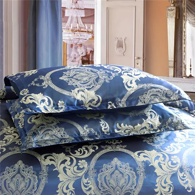 [Leve 2 Pague 1] Roupa de Cama Jacquard em Tecido Nobre (Seu Quarto com o Clima da Alta Costura!) +3 BRINDES: 2 Capas de Travesseiro e Edredom