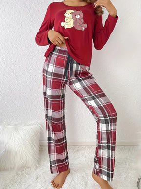 Leve 2 Pague 1] Pijama Feminino Ursinho do Inverno (Proteção e conforto térmico) + BRINDE: 1 Pantufa Antifrío + estilo para usar em casa