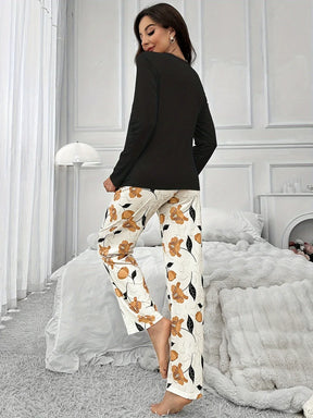 [Leve 2 Pague 1] Pijama Feminino Jardim de Neve (Aconchego leve contra o frio) + BRINDE: 1 Pantufa Antifrío + estilo para usar em casa